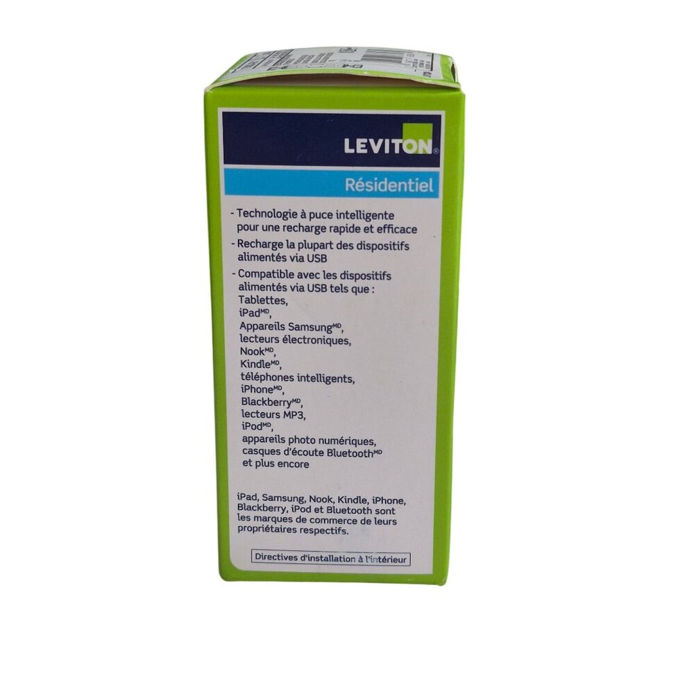 Leviton Residential Duplex USB Charger T5632-GY Gray 15A/125V - Picture 5 of 6